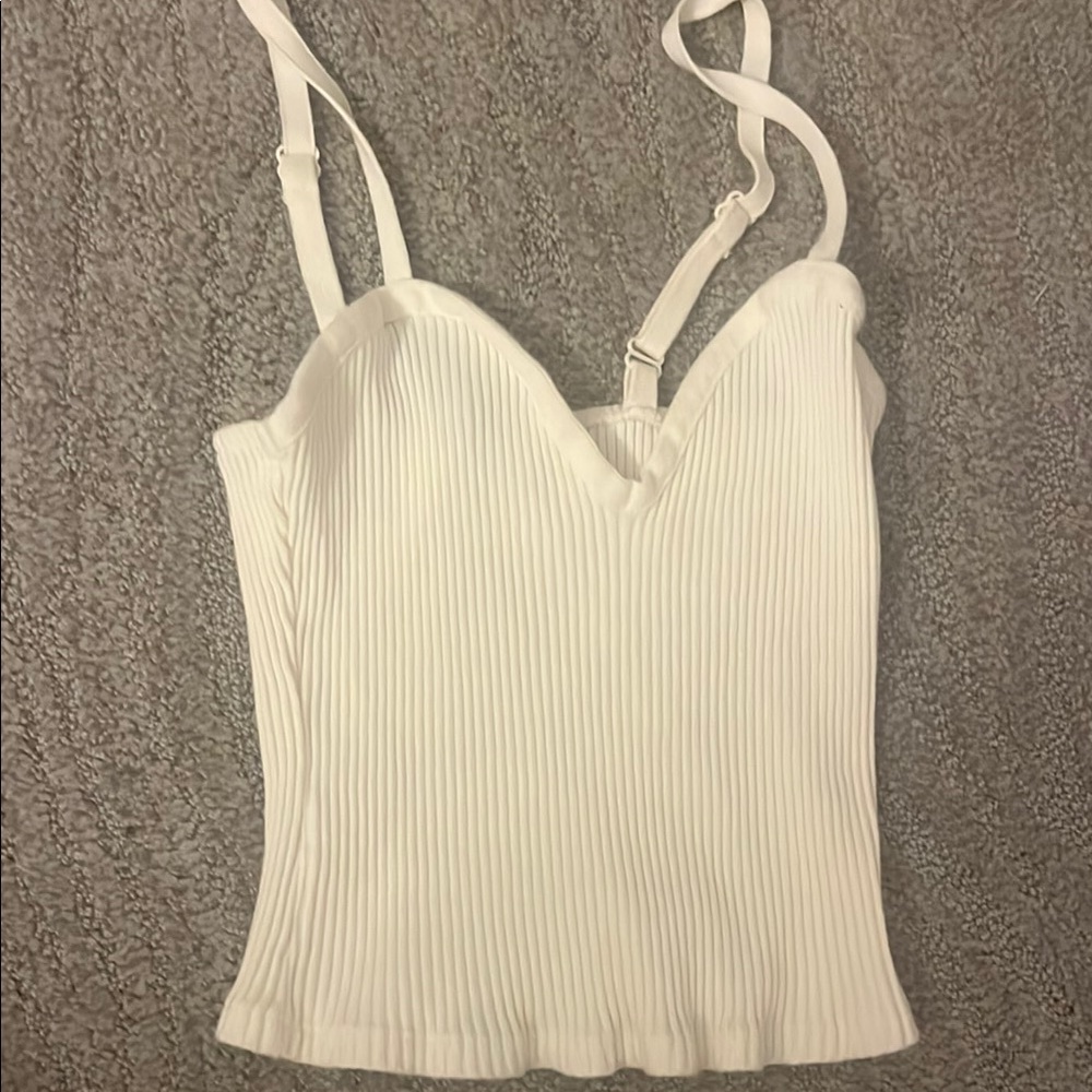 Zara Elegant Cream Ribbed Camisole